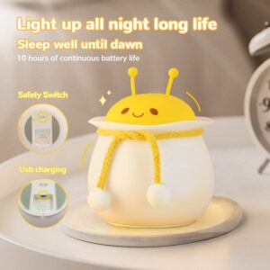 Grehge ght Light for Kids, Cute Little Bee Night Light, Baby Bedroom Lamp with Touch Sensor, 7 Color Changing