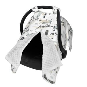 ALYYDFF Baby Car Seat Cover for Babies Breathable Carseat Canopy for Newborn Nursing Scarf with Peekaboo Opening - Cute Airplane Print White