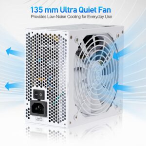 PowerSpec 650W Power Supply Semi Modular 80 Plus Bronze Certified ATX PSU Active PFC SLI Crossfire Ready Gaming PC Computer Power Supplies, PS 650BSM(White Edition)