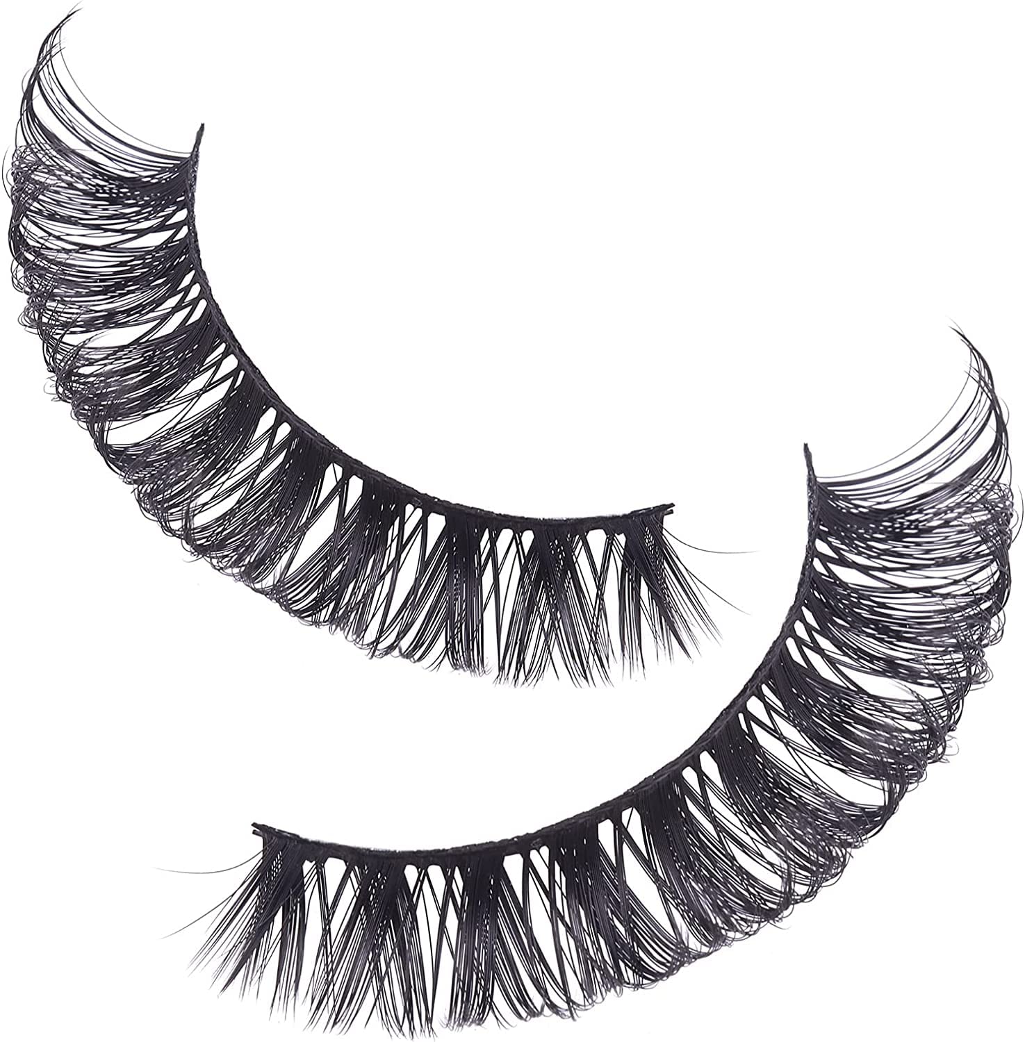 DALAETUS False Eyelashes, 10 Pairs Pack Russian Strip Lashes Natural Wispy Fluffy Lashes 3D Effect Fake Eyelashes