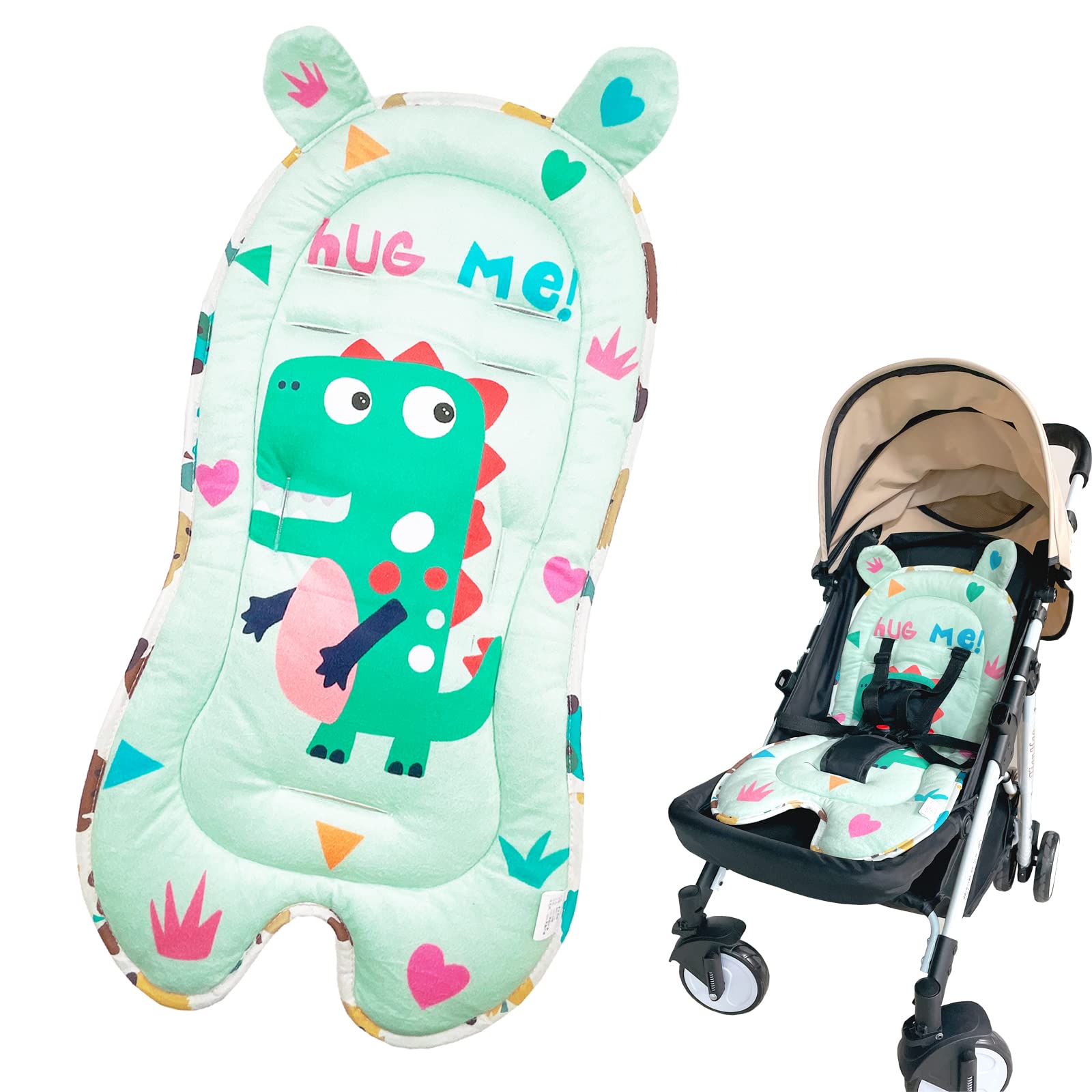 StoHua Baby Stroller Cushion Pad, Breathable Toddler Stroller Liner Head, Ultra-Soft Infant Car Seat Insert Cushion, Perfect for Car Seat, Stroller, Dinosaur