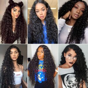 Poghes 13x6 Water Wave Lace Front Wigs Human Hair 180% Density HD Lace Front Wigs Human Hair Pre Plucked Wigs For Black Women Curly Wig Human Hair Human Hair Lace Front Wigs with Baby Hair (24 Inch)