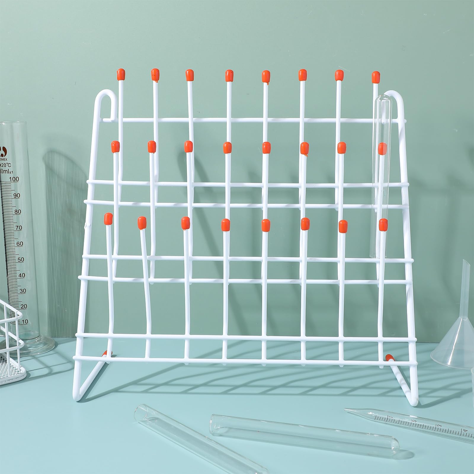 TEHAUX Lab Drying Rack, Laboratory Beaker Drying Holder 24 Pegs Laboratory Glassware Drying Rack Tube Drying Draining Rack Beaker Drying Equipment Vertical Bottle Drying Rack for Lab