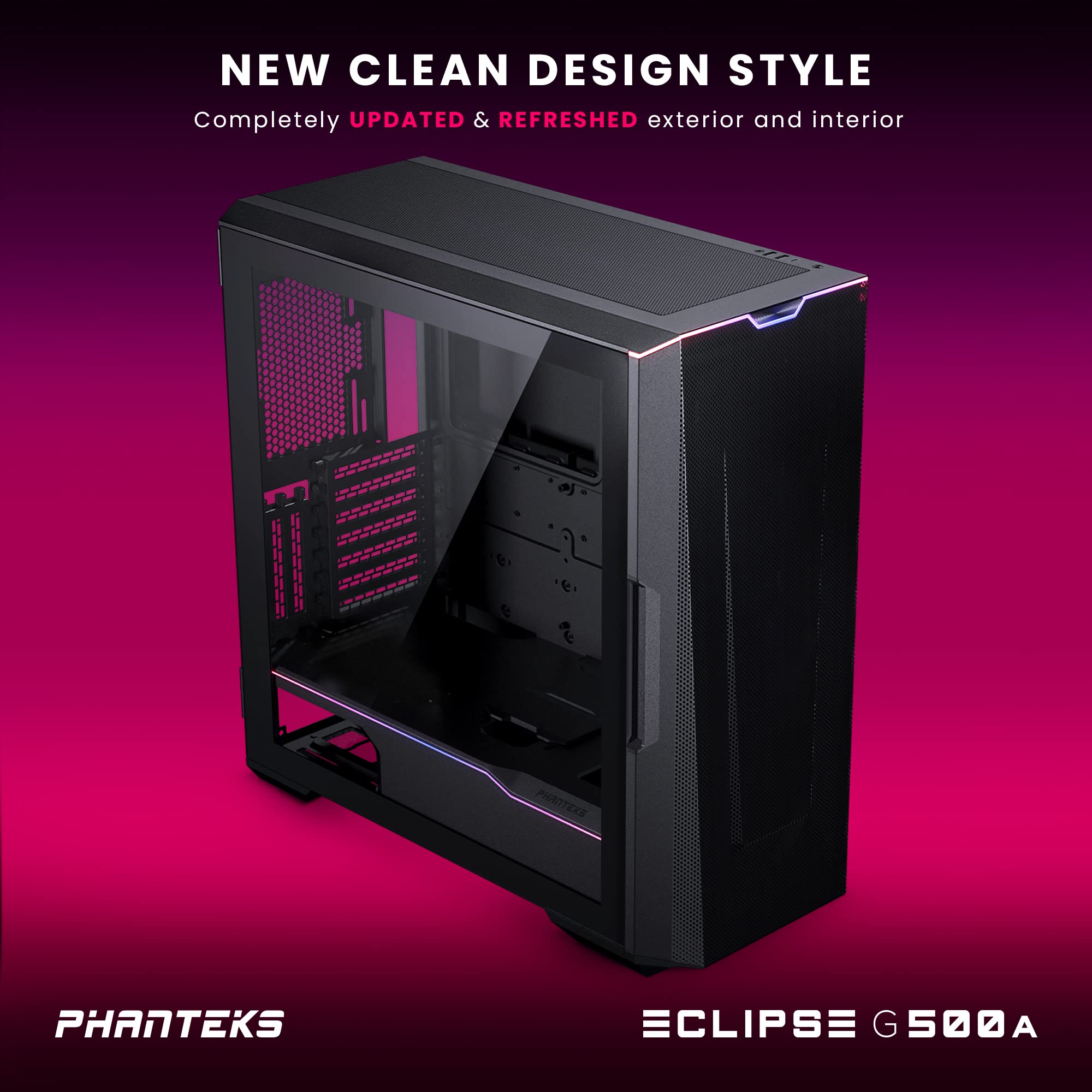 Phanteks Eclipse G500A Mid Tower Case, Fanless, DRGB, Black