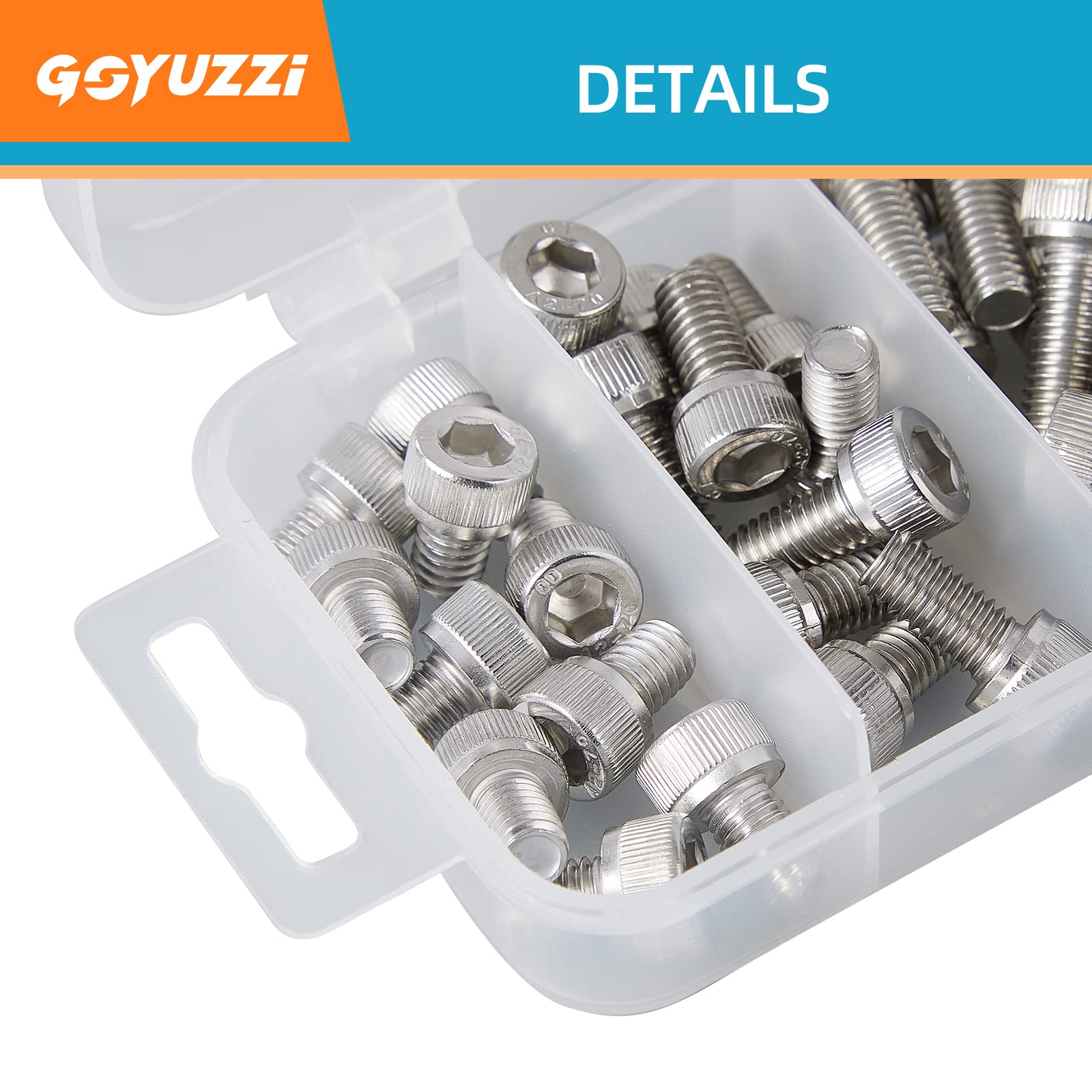 M5 x 20mm 25mm 30mm 35mm 40mm Socket Head Cap Screws Bolts Stainless Steel 304 Metric Machine Hex Socket Screw, Fully Threaded, Bright Finish, Assortment Kit, 50PCS