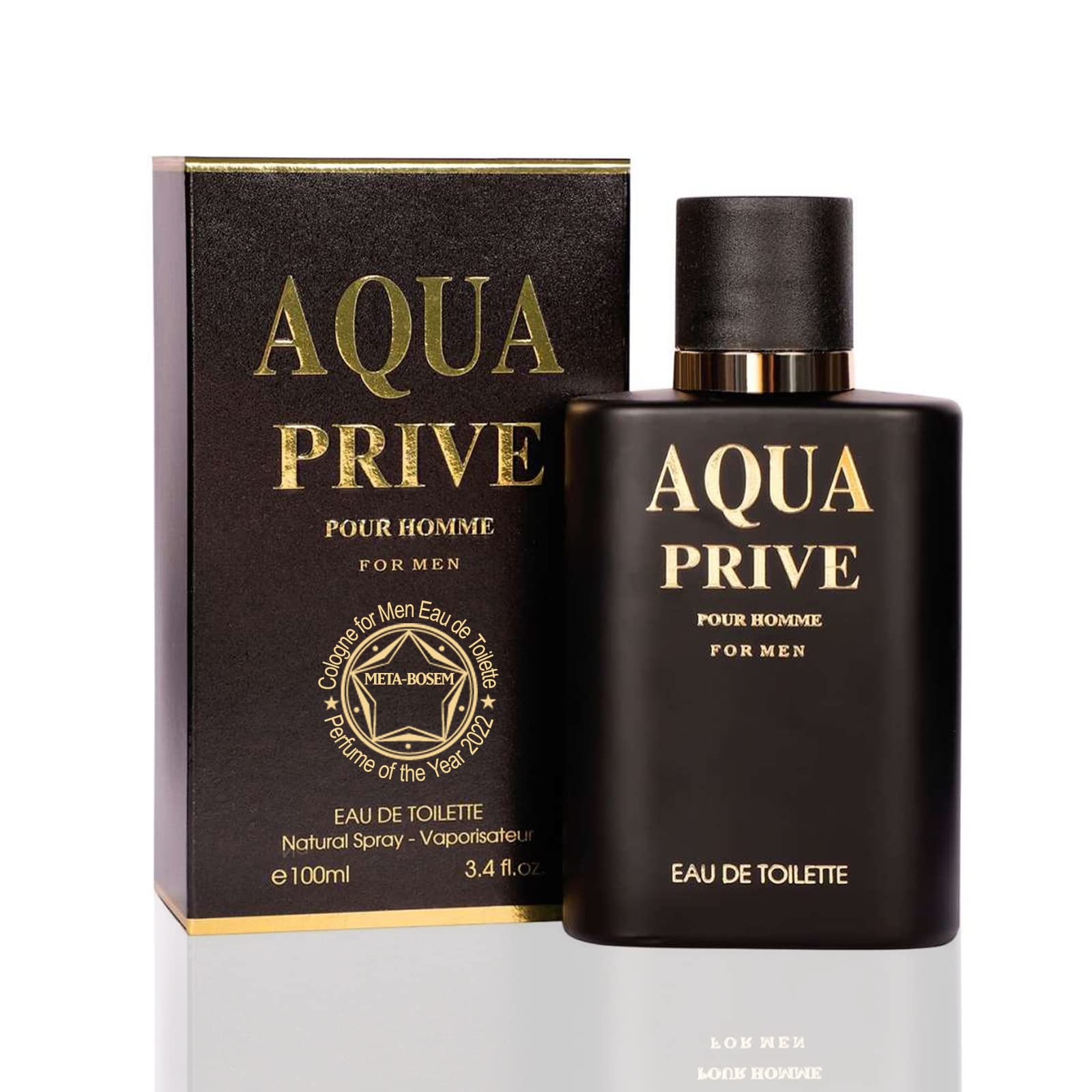 META-BOSEM Aqua Prive, Men's Cologne Eau de Toilette Natural Spray - Citrus Woody Notes - Fresh Scent - Great Holiday Gift - for All Day Use - a Classic Bottle, 3.4 Fluid Ounce/100Ml