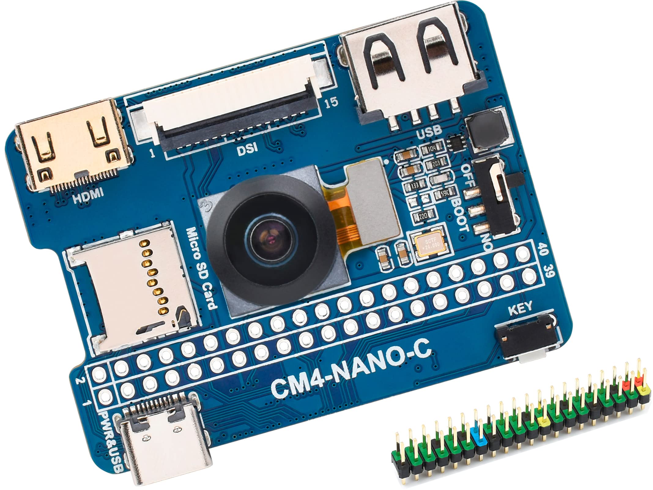 Nano Base Board (C) for Compute Module 4, Same Size as CM4, with Multiple Peripheral Interfaces Onboard 8MP Camera Module with 160°FOV