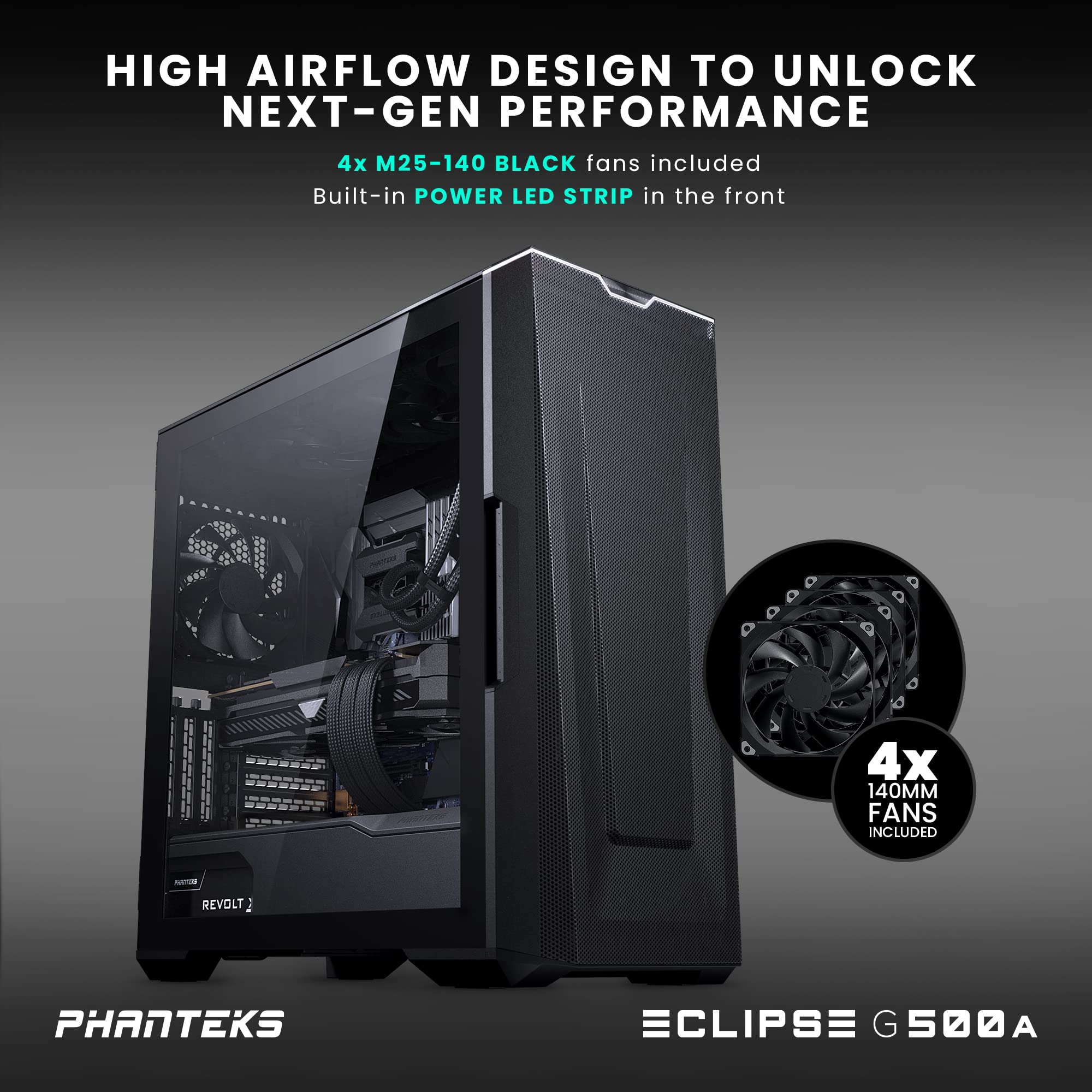 Phanteks Eclipse G500A Performance Mid Tower Case, Black