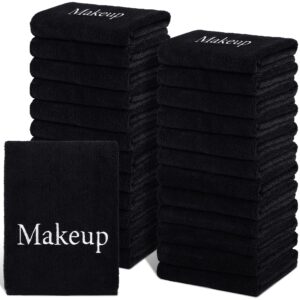 TURSTIN 24 Pack Makeup Remover Towels 13x13 Inch Microfiber Face Towels Reusable Makeup Wash Cloth Facial Cleansing Makeup Towels for Women Skin Care Holiday Gift, Black