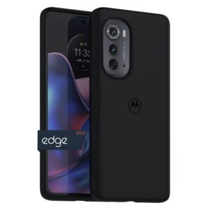 Motorola Edge (2022) Soft Protective Black Case + 9H Glass Screen Protector + TurboPower 30W Charger and 3.3ft USB-C Cable Bundle (Not for Edge+ (Plus) 2022)