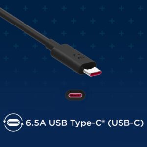 Motorola Essentials 6.5A E-Marked 3.3ft USB-C to USB-C Cable for High Current Charging, Companion Cable to TurboPower 68W Charger, USB2.0 Data Transfer