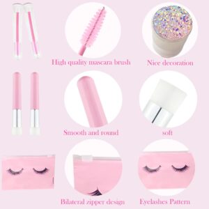 140 Pcs Eyelash Shampoo Bottle Brush Set,10 Pcs Eyelash Shampoo Brush, 10 Pcs Eyelash Brush Tube,10 Pcs Eyelash Shampoo Bottle,10 Pcs Eyelash Care Storage Bag, 100 Pcs Beauty Bendable Cotton Swabs