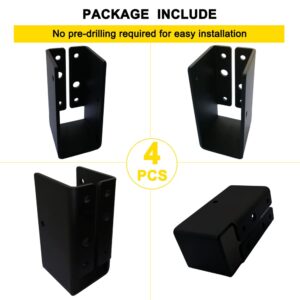 2x4 Concealed Joist Hanger (Actual Size 1.5"x3.5") Heavy Duty Outdoor Concealed-Flange Joist Bracket, Face Mount Joist Hanger for 2"x4" Beam Wood Fence,Q235B Steel Powder-Coated(4 PCS)