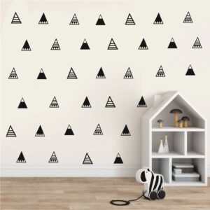 uilmniy 48pcs different kinds of triangles mountain pattern wall sticker for kids boys room art bedroom removable wall decor afn120 (black)