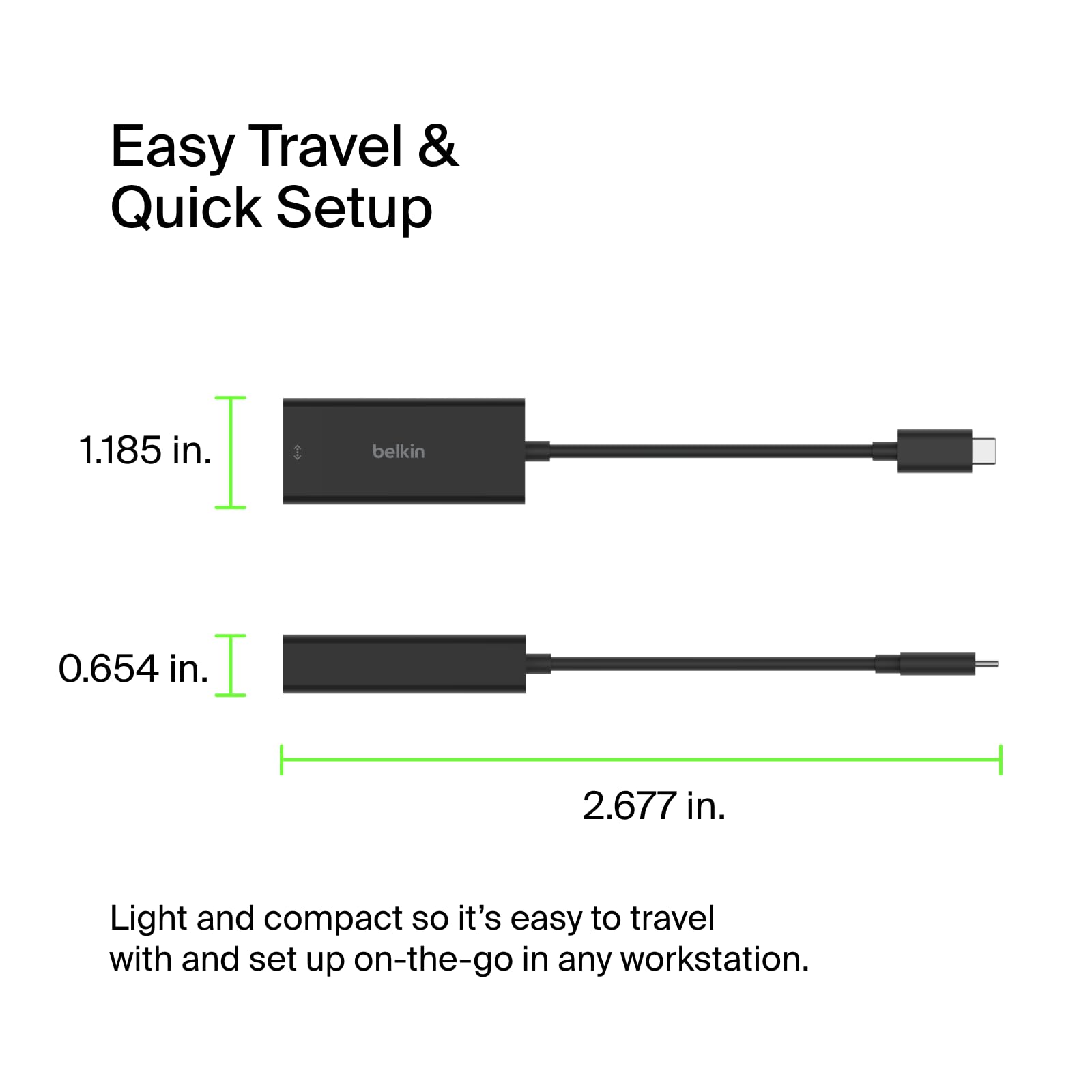 Belkin USB Type C to 2.5 Gb Ethernet Adapter, USB-IF Certified Thunderbolt 3 & 4 / USB-C to LAN Network Adapter Compatible with MacBook Pro/Air, iPad Pro, XPS, Surface, and Other USB C Devices