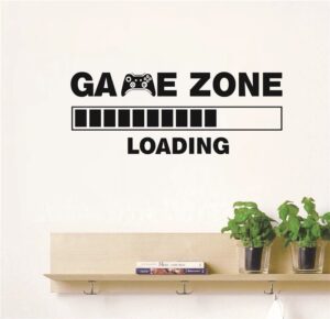 uilmniy kids room game zone loading decor wall sticker boys bedroom gaming room wall decal living room wall art mural afn112 (57x25cm)