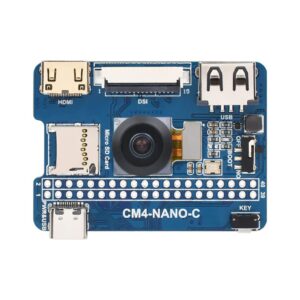 Nano Base Board C Version for Raspberry Pi Compute Module 4 Lite/eMMC (CM4 not Include), with 8MP 160°FOV Camera, Same Size As The CM4