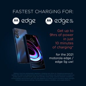 Motorola Edge (2022) Soft Protective Black Case + 9H Glass Screen Protector + TurboPower 30W Charger and 3.3ft USB-C Cable Bundle (Not for Edge+ (Plus) 2022)