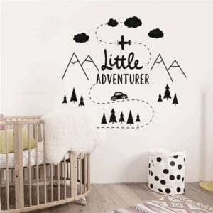 UILMNIY Kids Room Little Adventure Wall Sticker Mountain Car Boys Room Nursery Bedroom Wall Decor Decals Vinyl Interior Mural AFN119(73X66CM)