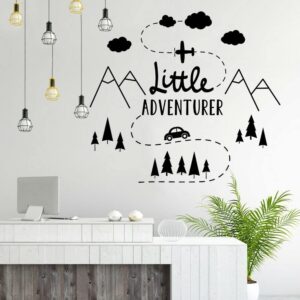 uilmniy kids room little adventure wall sticker mountain car boys room nursery bedroom wall decor decals vinyl interior mural afn119(73x66cm)