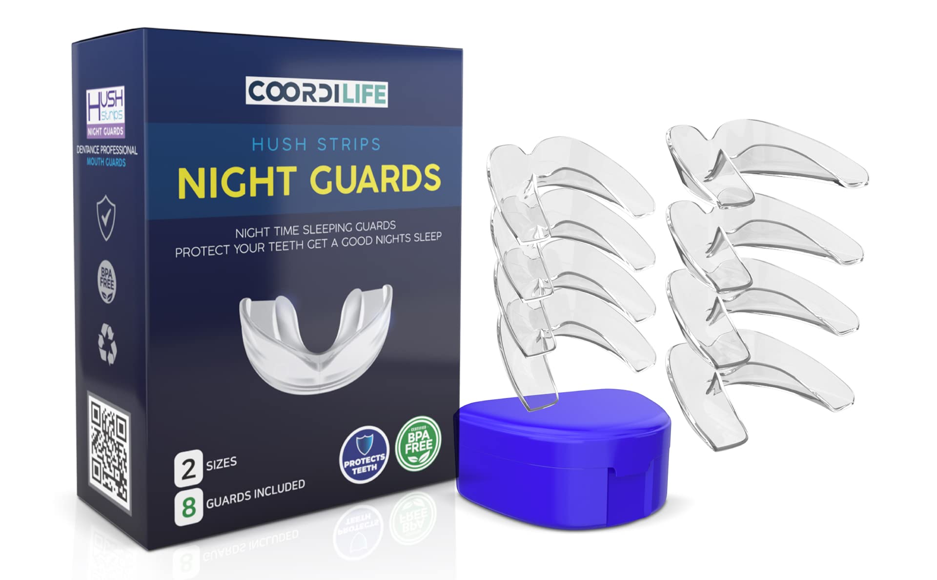 Coordi Life Hush Strips Night Guards for Clenching, Grinding- Custom Moldable Mouthguard for Better Sleep Sports Mouthpiece, Straightening, Whitening Trays