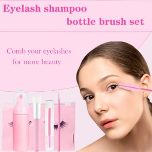 140 Pcs Eyelash Shampoo Bottle Brush Set,10 Pcs Eyelash Shampoo Brush, 10 Pcs Eyelash Brush Tube,10 Pcs Eyelash Shampoo Bottle,10 Pcs Eyelash Care Storage Bag, 100 Pcs Beauty Bendable Cotton Swabs