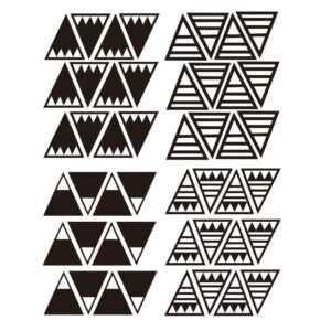 UILMNIY 48pcs Different Kinds of Triangles Mountain Pattern Wall Sticker for Kids Boys Room Art Bedroom Removable Wall Decor AFN120 (Black)