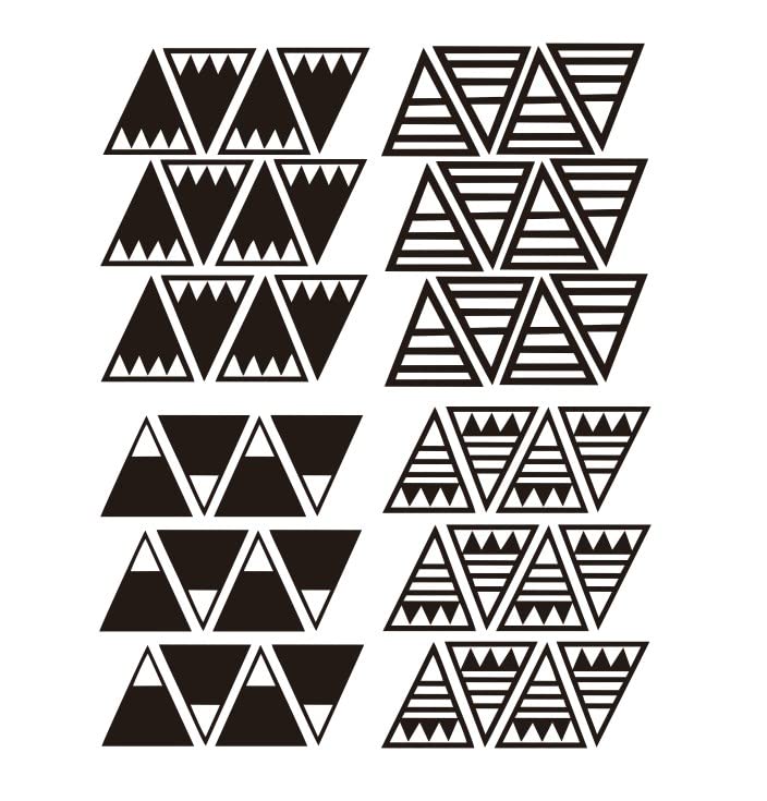 UILMNIY 48pcs Different Kinds of Triangles Mountain Pattern Wall Sticker for Kids Boys Room Art Bedroom Removable Wall Decor AFN120 (Black)