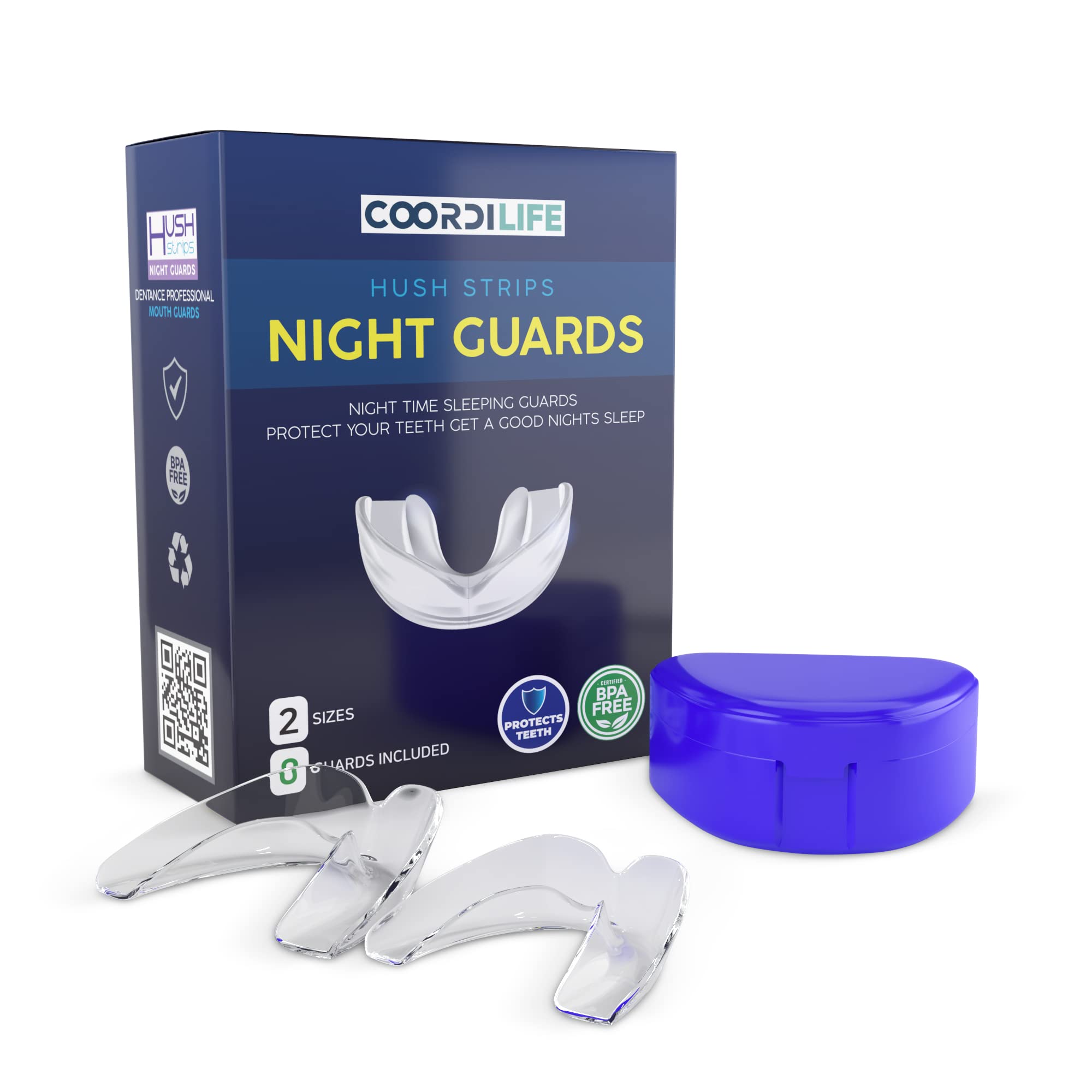 Coordi Life Hush Strips Night Guards for Clenching, Grinding- Custom Moldable Mouthguard for Better Sleep Sports Mouthpiece, Straightening, Whitening Trays