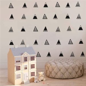 UILMNIY 48pcs Different Kinds of Triangles Mountain Pattern Wall Sticker for Kids Boys Room Art Bedroom Removable Wall Decor AFN120 (Black)