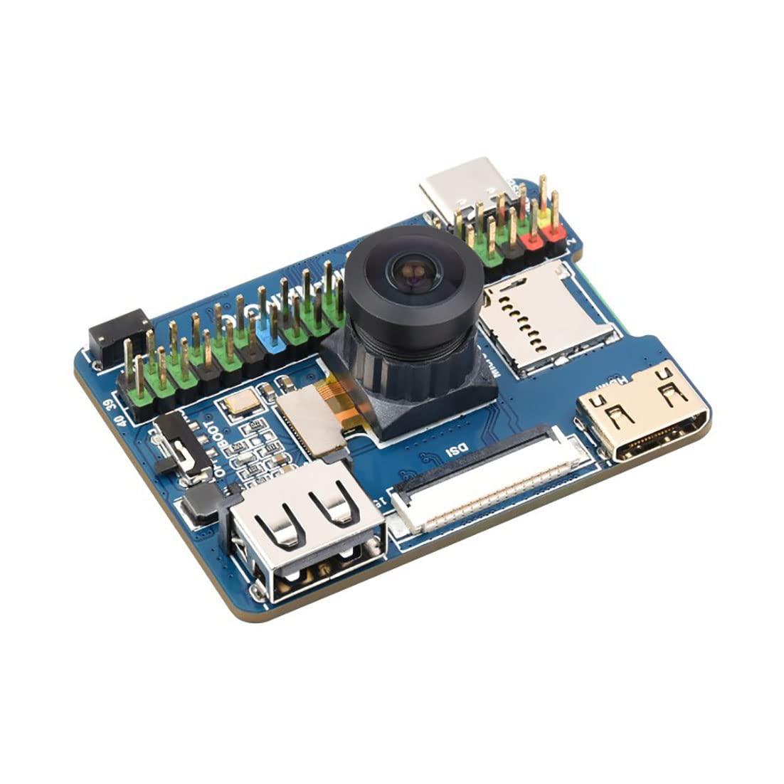 Nano Base Board C Version for Raspberry Pi Compute Module 4 Lite/eMMC (CM4 not Include), with 8MP 160°FOV Camera, Same Size As The CM4