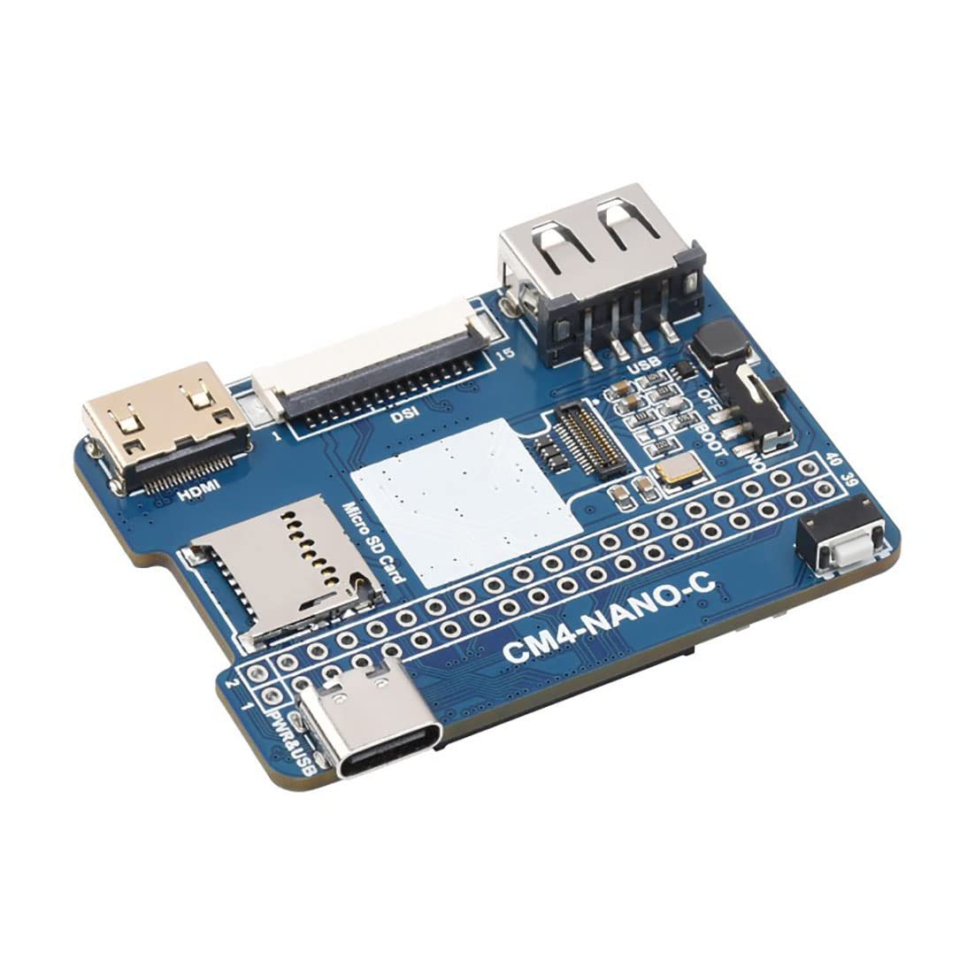 Nano Base Board C Version for Raspberry Pi Compute Module 4 Lite/eMMC (CM4 not Include), with 8MP 160°FOV Camera, Same Size As The CM4