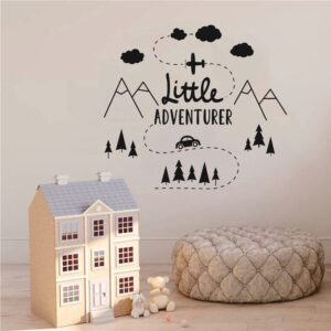 UILMNIY Kids Room Little Adventure Wall Sticker Mountain Car Boys Room Nursery Bedroom Wall Decor Decals Vinyl Interior Mural AFN119(73X66CM)