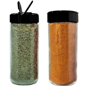 premium glass spice shakers - 16 oz versatile seasoning and spice dispenser with sifting lids for popcorn, cheese, cinnamon, and salt, made in usa by jarming collections