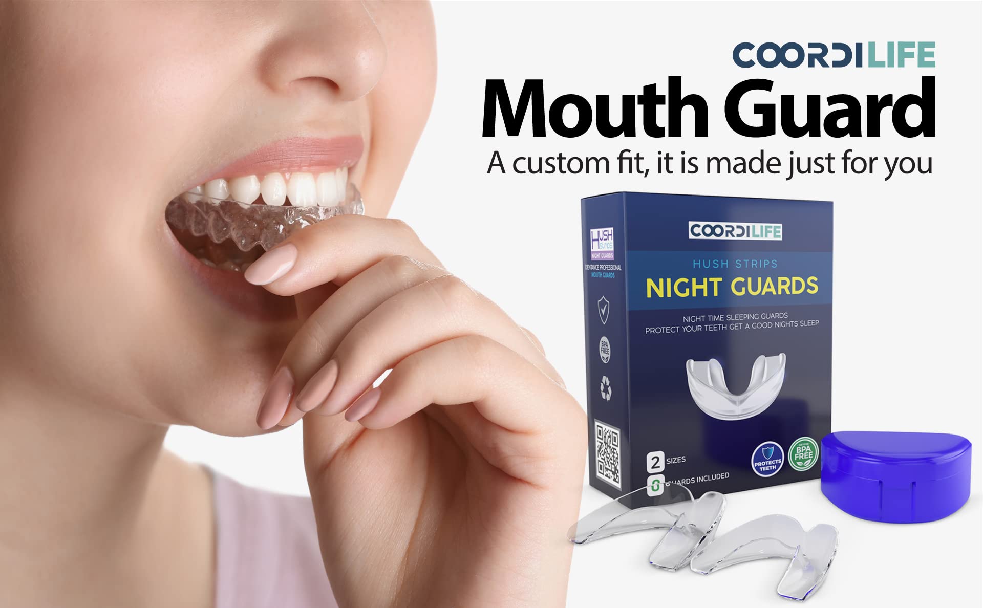 Coordi Life Hush Strips Night Guards for Clenching, Grinding- Custom Moldable Mouthguard for Better Sleep Sports Mouthpiece, Straightening, Whitening Trays