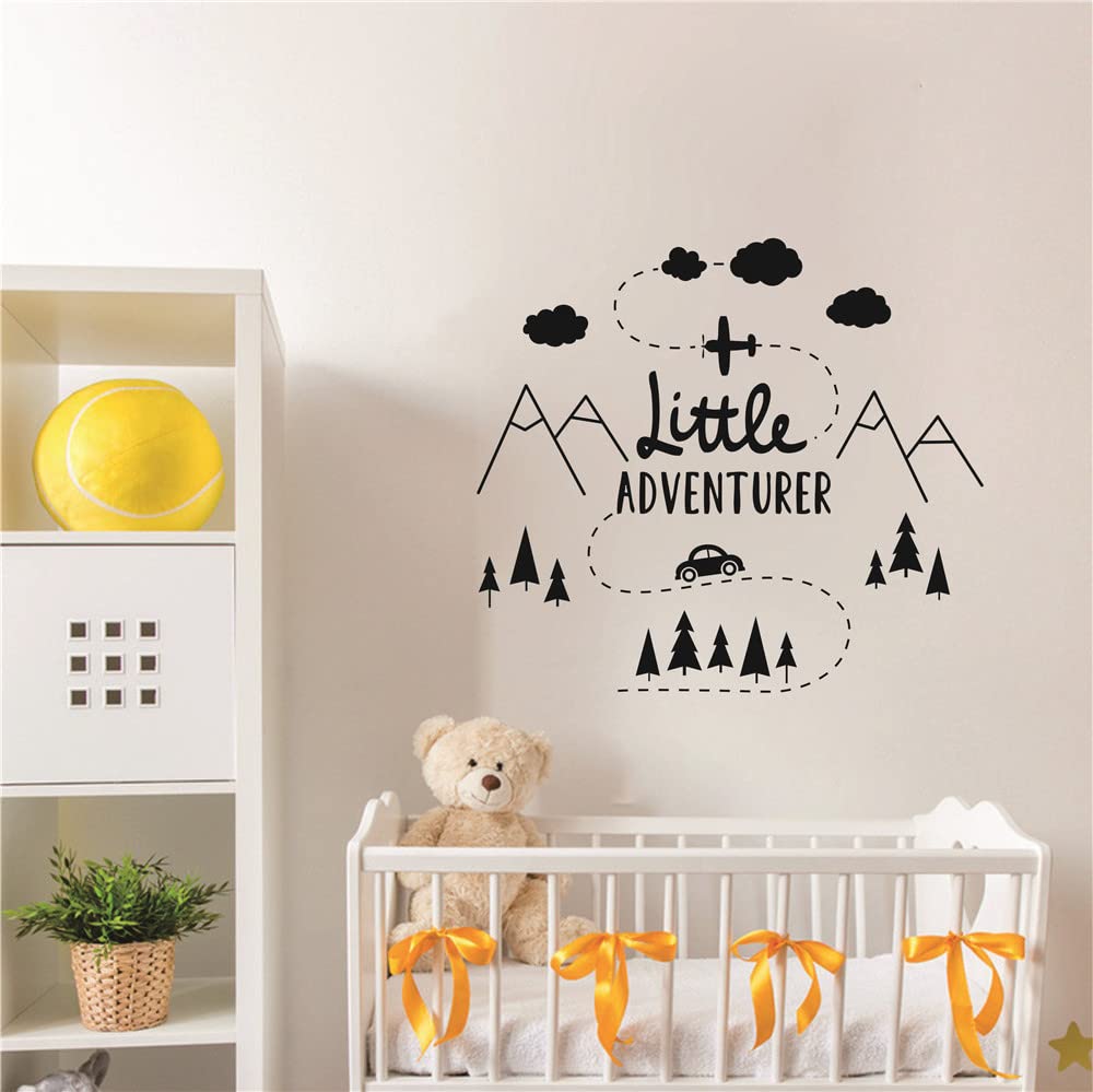 UILMNIY Kids Room Little Adventure Wall Sticker Mountain Car Boys Room Nursery Bedroom Wall Decor Decals Vinyl Interior Mural AFN119(73X66CM)