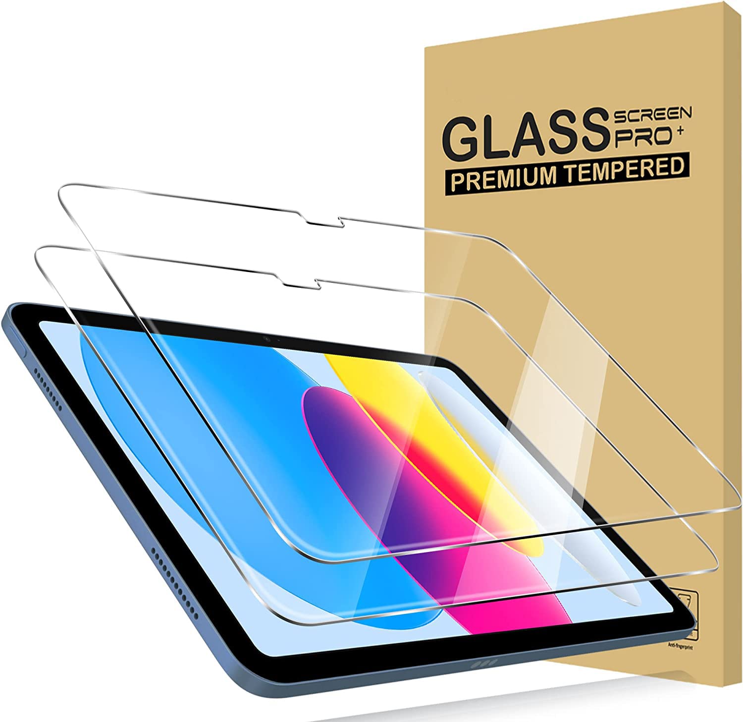 KIQ 2 Pack Tempered Glass for iPad 10th Generation Screen Protector 2022 Compatible iPad 10.9 Screen Protector 10.9 Inch 10th gen