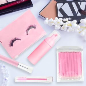 140 Pcs Eyelash Shampoo Bottle Brush Set,10 Pcs Eyelash Shampoo Brush, 10 Pcs Eyelash Brush Tube,10 Pcs Eyelash Shampoo Bottle,10 Pcs Eyelash Care Storage Bag, 100 Pcs Beauty Bendable Cotton Swabs