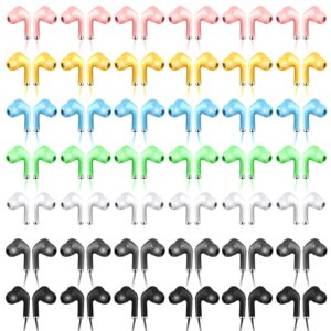 50 pack bulk earbud headphones with mic assorted colors student in ear earbuds classroom wired ear buds with 3.5mm headphone plug for kids adults school library museum travel plane tablet (novel)