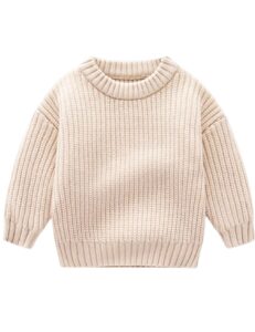 arssm toddler sweater knit baby boy girl kids sweater crewneck long sleeve pullover sweater tops winter clothes(beige-3t)