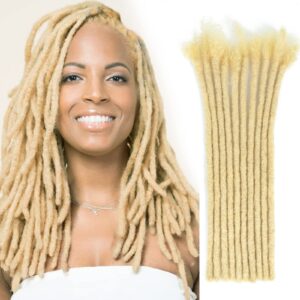 6-18 inch dreadlock extensions human hair fully handmade human hair dreadlock extensions for man/women locs extensions human hair can be dyed bleached curled… (18inch-30strands, 0.6cm width-613#)