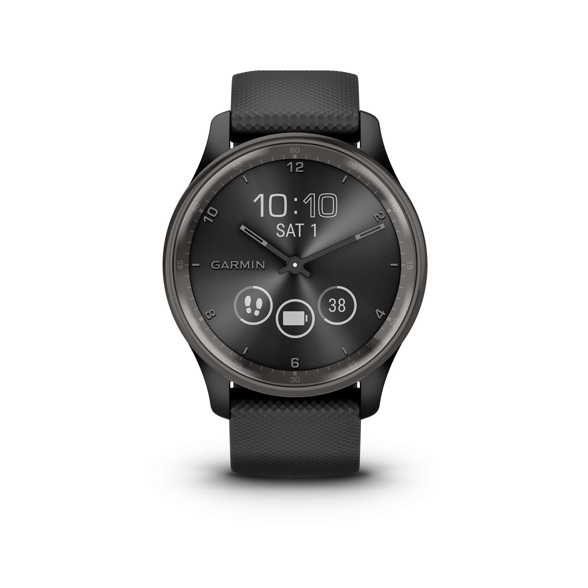 Garmin vívomove Trend, Stylish Hybrid Smartwatch, Long-Lasting Battery Life, Dynamic Watch Hands and Touchscreen Display, Black