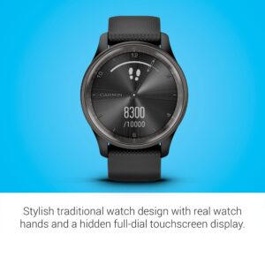 Garmin vívomove Trend, Stylish Hybrid Smartwatch, Long-Lasting Battery Life, Dynamic Watch Hands and Touchscreen Display, Black