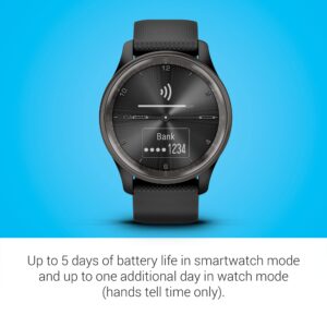 Garmin vívomove Trend, Stylish Hybrid Smartwatch, Long-Lasting Battery Life, Dynamic Watch Hands and Touchscreen Display, Black