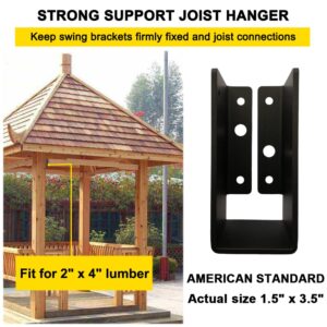 2x4 Concealed Joist Hanger (Actual Size 1.5"x3.5") Heavy Duty Outdoor Concealed-Flange Joist Bracket, Face Mount Joist Hanger for 2"x4" Beam Wood Fence,Q235B Steel Powder-Coated(4 PCS)