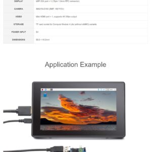 Nano Base Board C Version for Raspberry Pi Compute Module 4 Lite/eMMC (CM4 not Include), with 8MP 160°FOV Camera, Same Size As The CM4