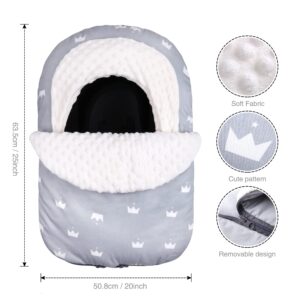 Metplus Winter Baby Car Seat Cover, Blanket-Style Winter Car Seat Canopy for Babies, Warm Plush Fleece Baby Carrier Cover for Infant Boys Girls