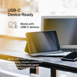 Belkin USB Type C to 2.5 Gb Ethernet Adapter, USB-IF Certified Thunderbolt 3 & 4 / USB-C to LAN Network Adapter Compatible with MacBook Pro/Air, iPad Pro, XPS, Surface, and Other USB C Devices