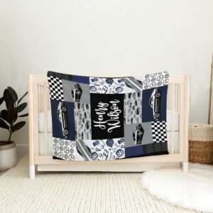 Kingdora Personalized Car Theme Baby Blanket, Blanket for Baby Boy, Monogrammed Baby Blanket, Baby Blanket with Name, Custom Baby Blanket with Name, Baby Fleece Blanket, Receiving Baby Blanket Boy