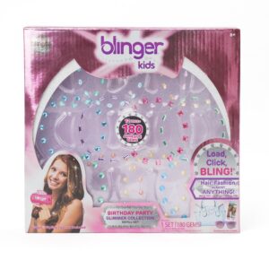 blinger glimmer collection refill pack | birthday party | 12 discs – 180 gems | bling in brush out | works with blinger hair styling tool (multicolored)